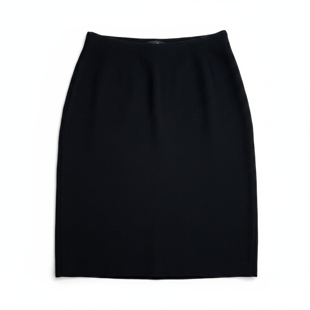 St John Collection Santana Knit Pencil Skirt Size 12 Black Side Zip Closure